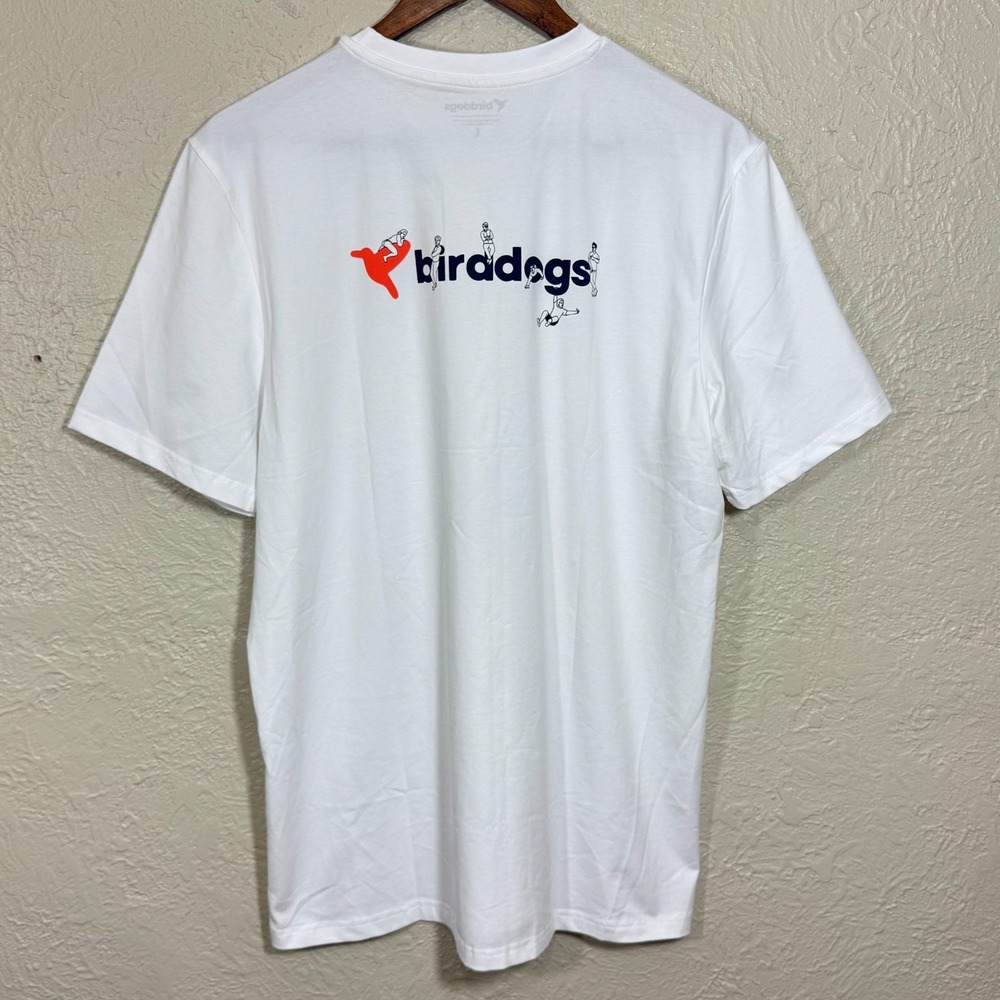 Birddogs Graphic Logo T-Shirt Large Stretch Jersey Crew Preppy Gym Active Tee
